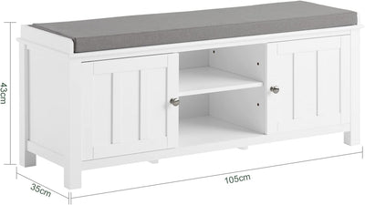 SoBuy FSR35-W Sitzbank Schuhschrank Garderobenbank mit Sitzkissen MDF Bettbank weiss BHT ca: 105x43x