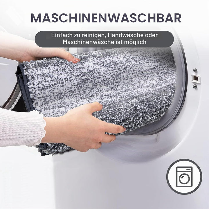 Enyhom Mikrofaser Badteppich Set 2 Teilig Grau rutschfeste Saugfähig Weiche Badematte Toilettenmatte