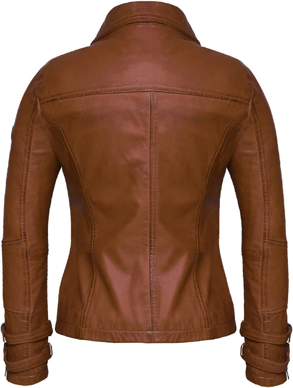Bluepiel Poula Damen Lederjacke - Modernen Biker-Look - Echt Leder Jacke Rot Tailliert mit Reverskra