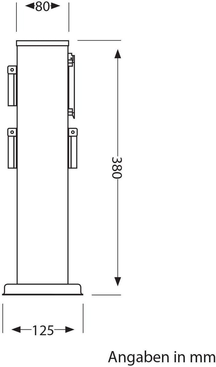 ledscom.de 2X Garten Steckdosensäule Polly für aussen, IP44, Timer/Zeitschaltuhr, 3-Fach, anthrazit,