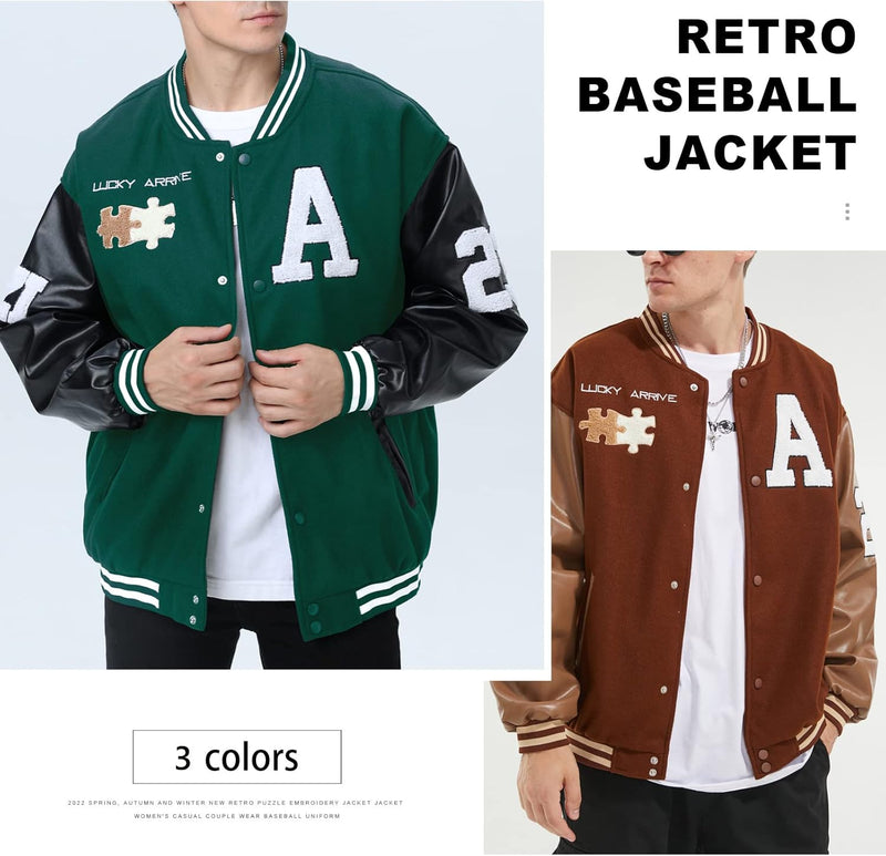 Eocicvvi Herren College Jacke Übergangsjacke Damen Freizeit Jacke Harajuku Stil Sportjacke Streetwea