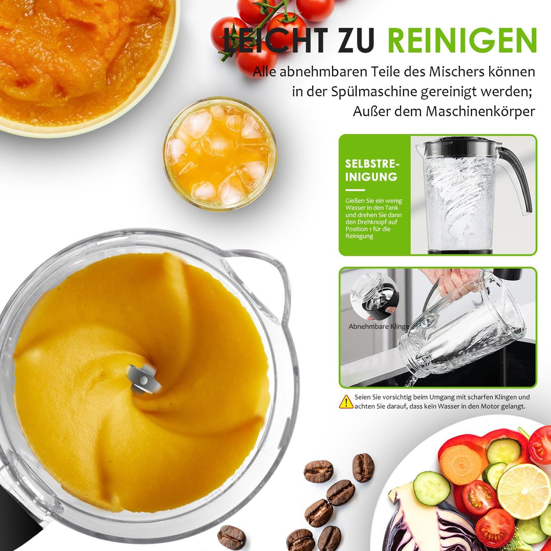 SUPERLEX Elektrischer Smoothie-Maker und Standmixer Set, Multifunktions-Standmixer zum Entsaften, Ma
