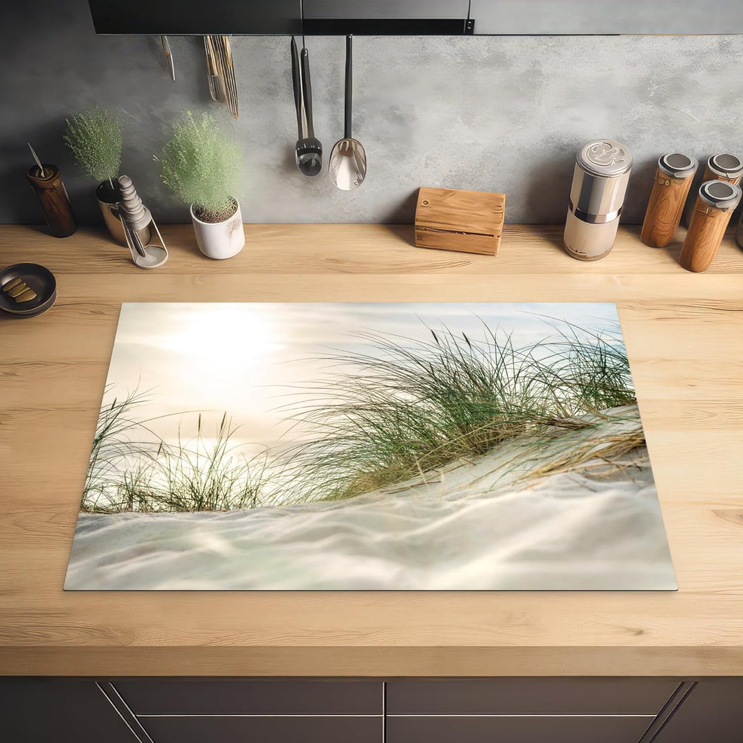 MuchoWow Herdabdeckplatte Ceranfeld Spritzschutz Küche Dünen am Wattenmeer 78x52 cm Induktionsherd A