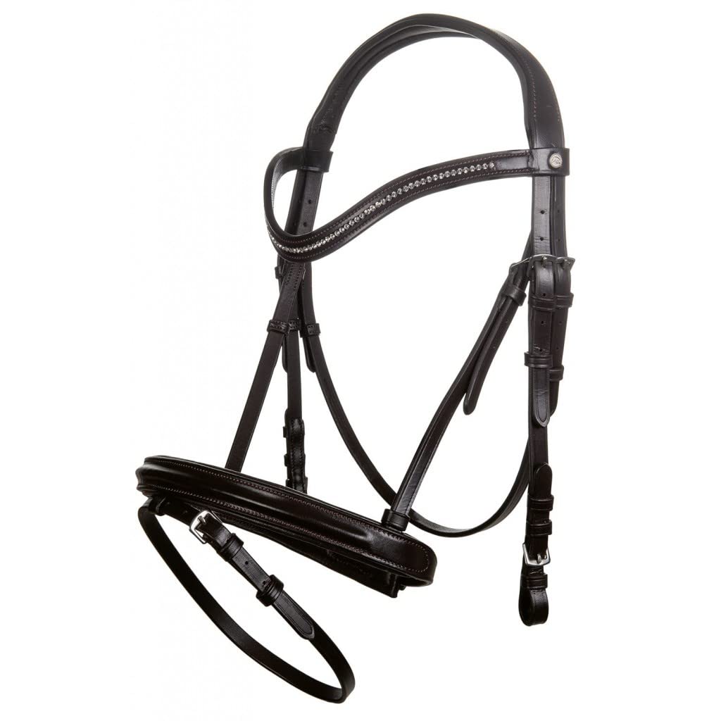 HKM 11477 Trense Malin, Polsterung, ENGL. Reithalfter, Leder, Braun, Pony