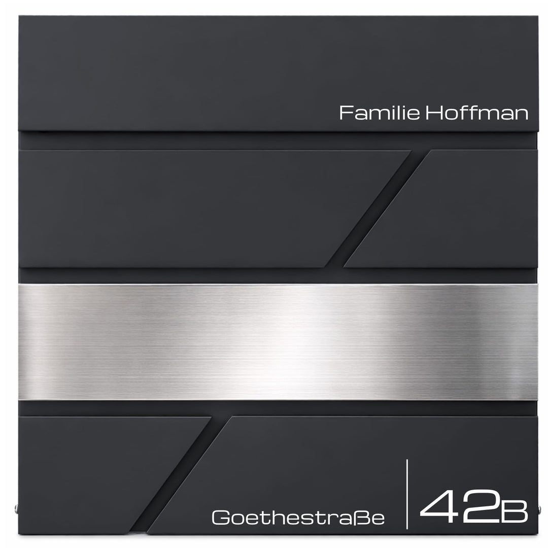 VERDA Briefkasten mit Zeitungsfach, Postkasten Designer Wandbriefkasten, 2X Schlüssel, Zeitungsrolle
