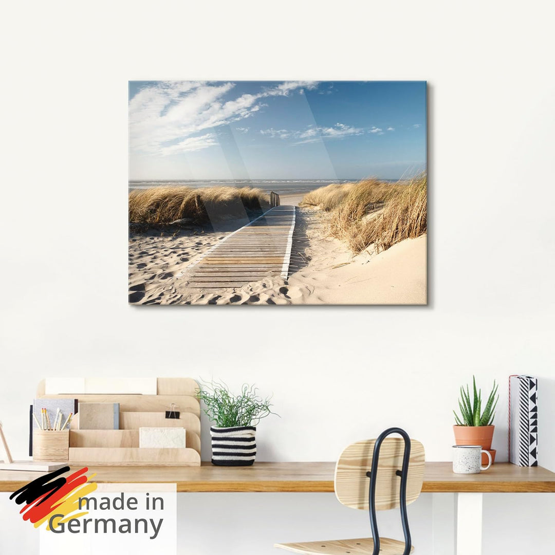ARTland Glasbilder Wandbild Glas Bild einteilig 40x40 cm Quadratisch Strand Meer Küste Nordsee Natur