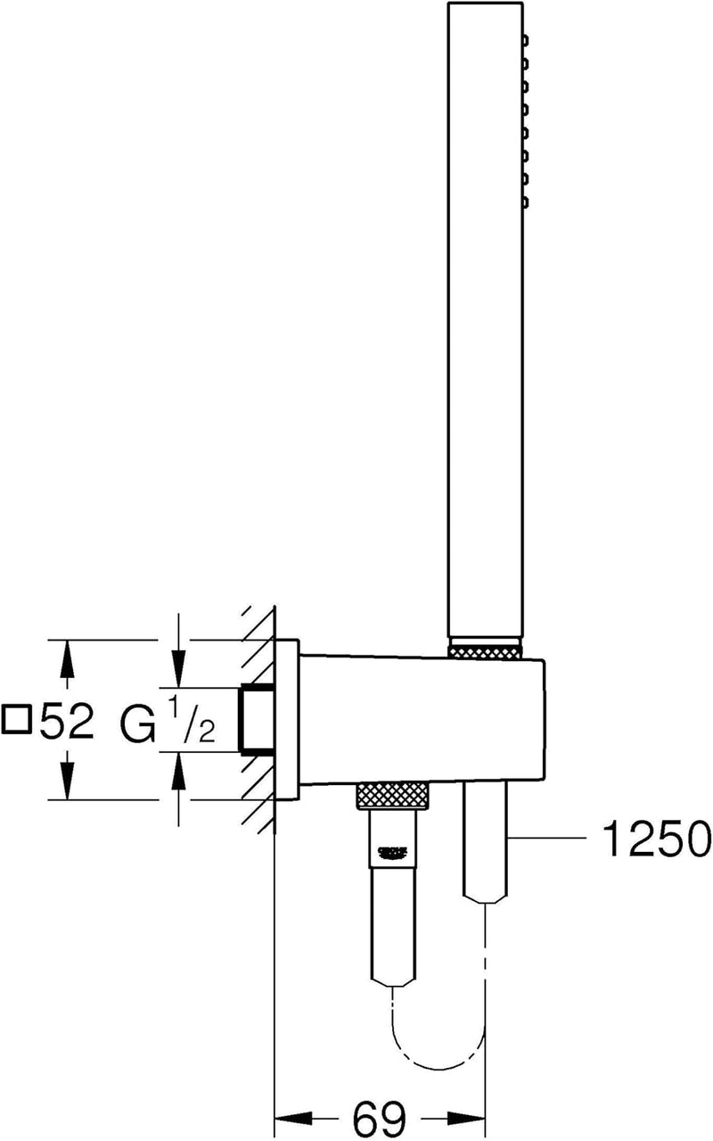 GROHE Euphoria Cube Stick - Wandhalterset (wassersparend, 1 Strahlart, langlebige Oberfläche), chrom