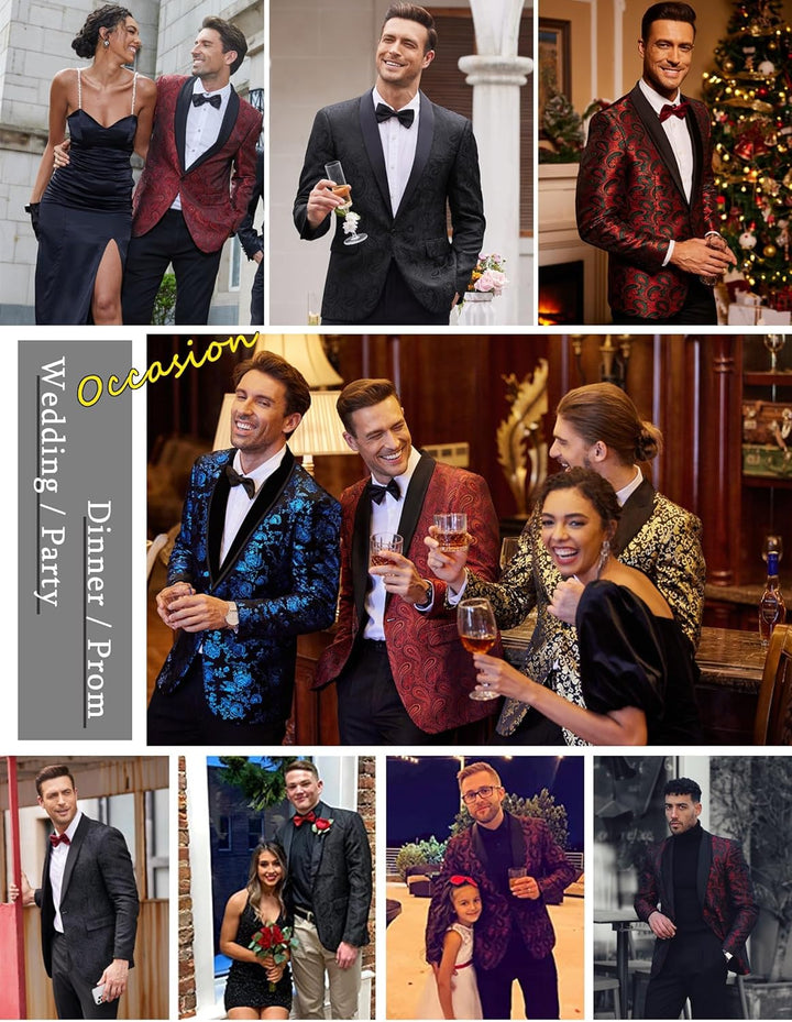Coofandy Men's Floral Tuxedo Jacket Luxury Embroidered Suit Wedding Blazer Dinner Tuxedo for Party 0
