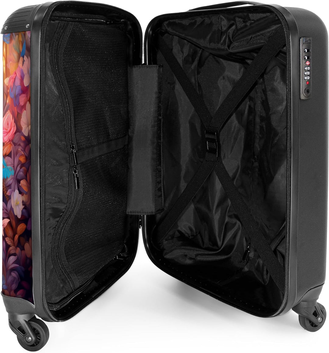 NoBoringSuitcases.com® Kinderkoffer Mädchen - Koffer Kinder Mädchen - Kleines REH mit Blumen - Kinde