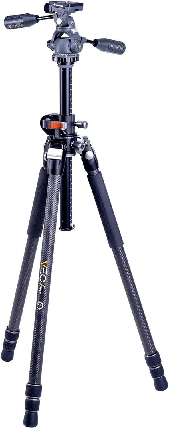 Vanguard VEO 3+ 263CP 263CP Vielseitiges Carbon Stativ - 3-Wege-Panhead, Schwarz