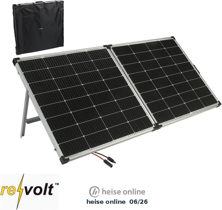 revolt Solarkoffer: Faltbares Solarpanel mit monokristallinen Zellen, 240 Watt, silber (Solarplatte,