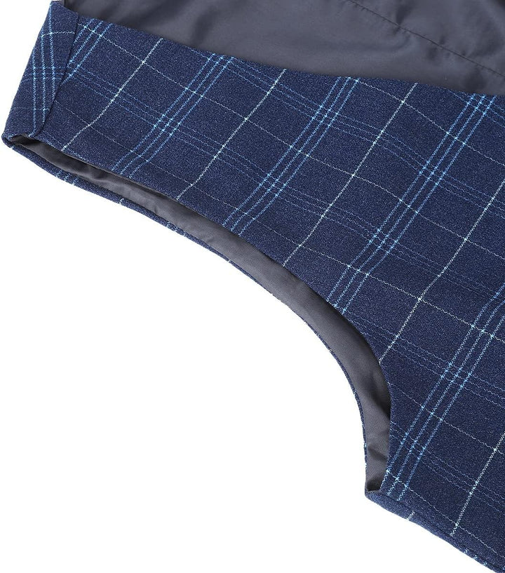Allthemen Herre Anzug Kariert Herrenanzug Slim Fit 3 Teilig Anzüge für Business Hochzeit S 