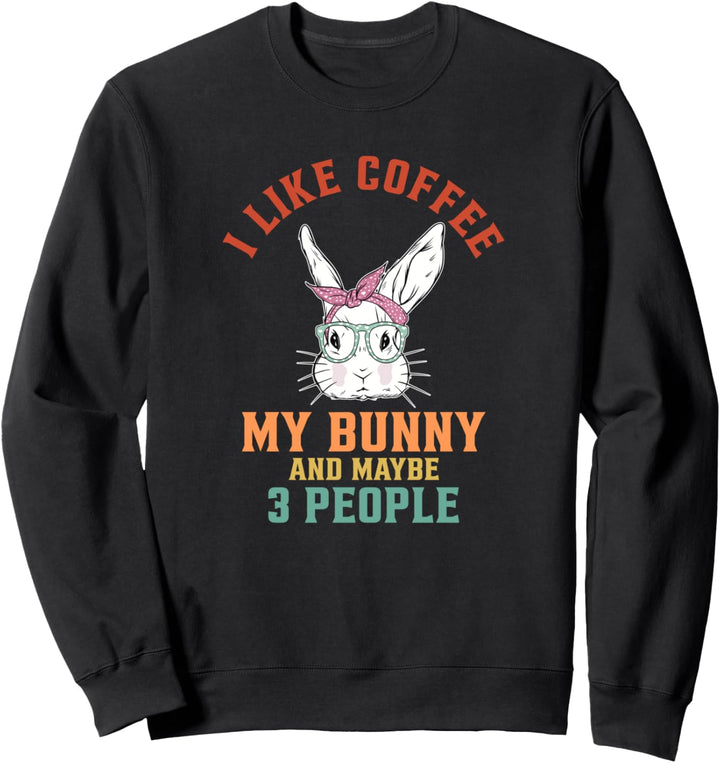 Nettes Häschengesicht mit Herzen auf Brille Bandana Kaffee Sweatshirt
