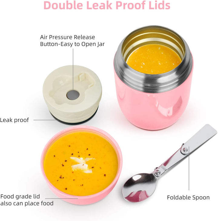 Thermobehälter für Essen 450ml Speisegefäss Edelstahl Speisebehälter Babybrei Isolierbehälter mit Lö
