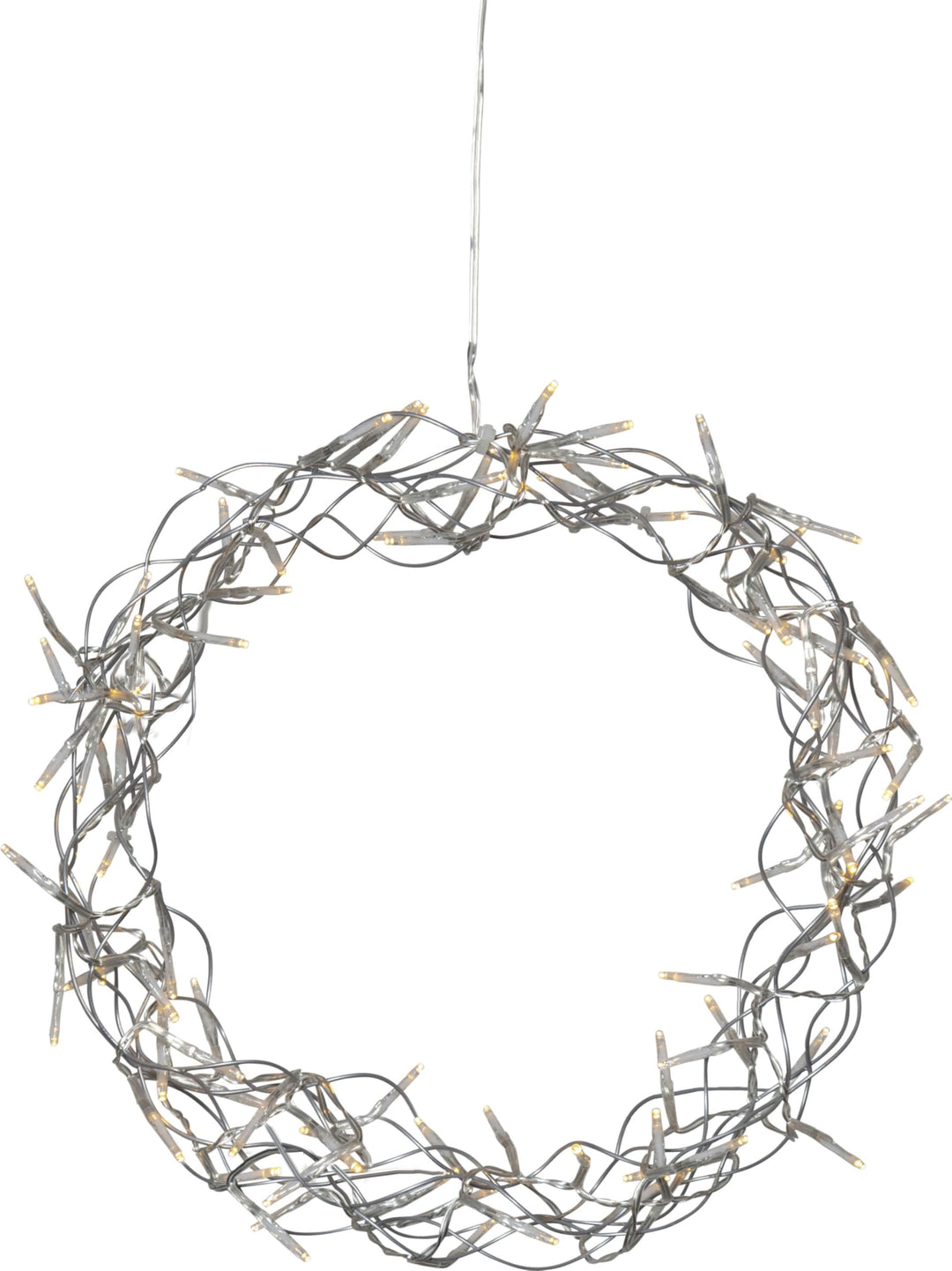 Star Trading Curly LED Wreath Window Light Christmas Warm White Made of Wire and Plastic in Silver T