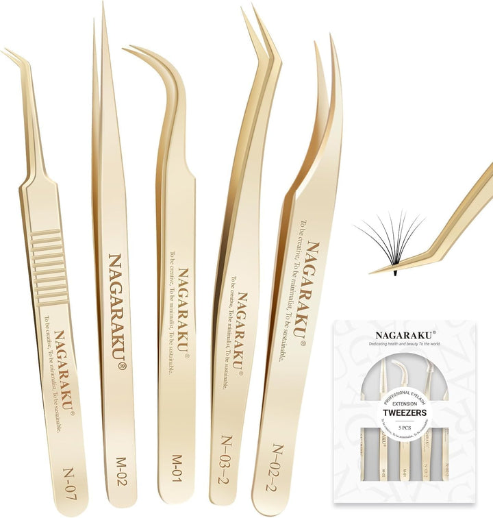 NAGARAKU Wimpernpinzette für Wimpernverlängerung Professionelle Präzisionspinzette Volume Eyelash Ed