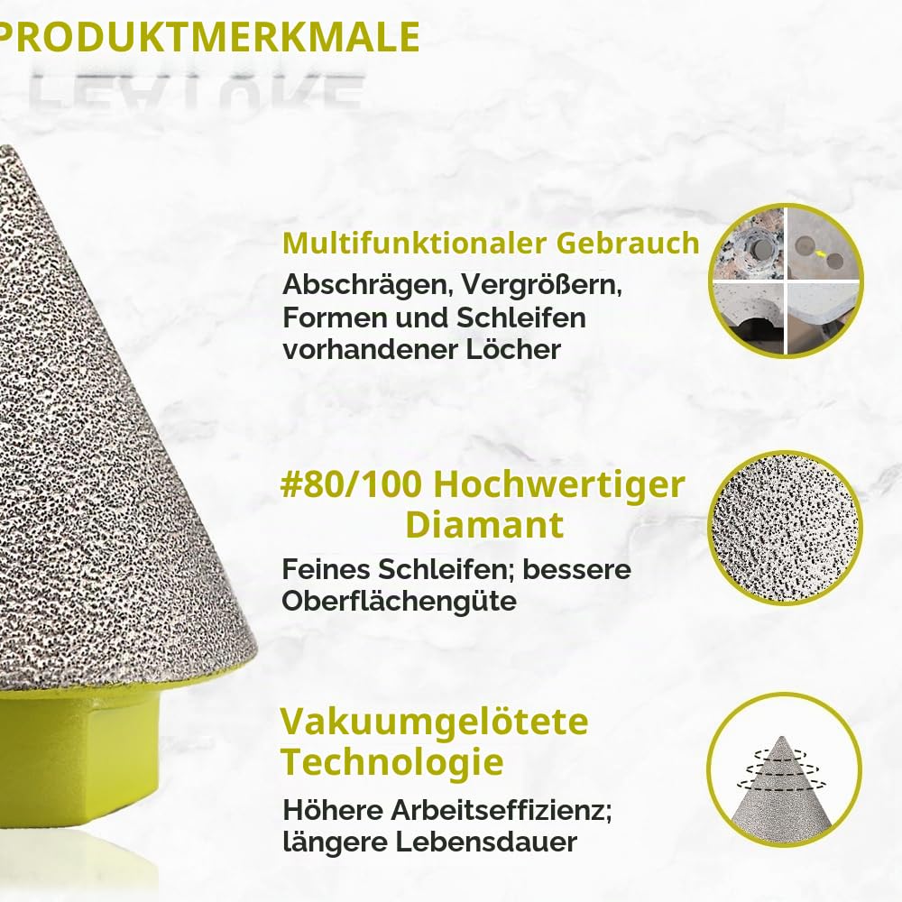 Diamant Fasenbohrer 35mm Fliesenfräser SANLEETEK - Anfasen, Formen, Vergrössern und Schleifen von Lö