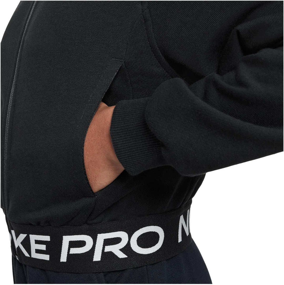 Nike Pro Fleece Dri-FIT-Kapuzenjacke für ältere Kinder (Mädchen), HQ9312 S Black/Black/Black/White,