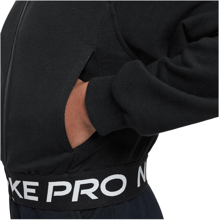 Nike Pro Fleece Dri-FIT-Kapuzenjacke für ältere Kinder (Mädchen), HQ9312 S Black/Black/Black/White,