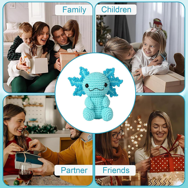Häkelset für Anfänger Axolotl Häkelnadel Set für Tiere Strickset Bastelset für Erwachsene Kinder Häk