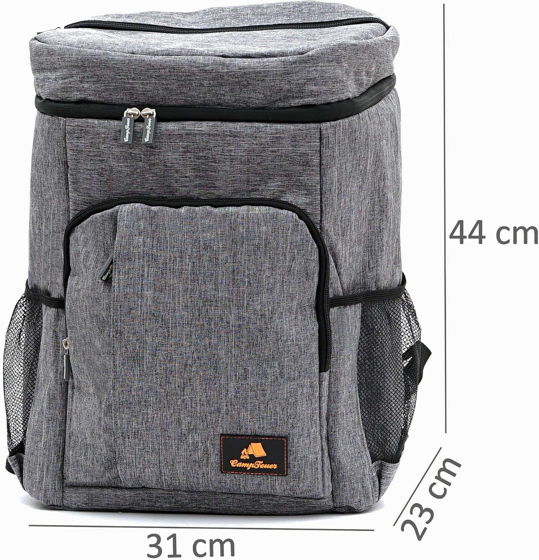 CampFeuer Kühlrucksack | grau | 20 Liter Isoliertasche für BBQ, Camping, Strand und Outdoor Aktivitä