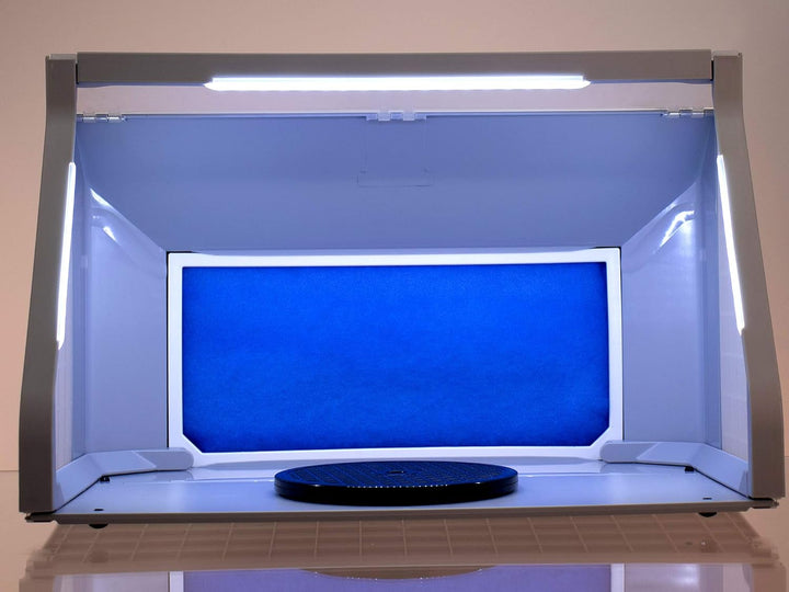 Airbrush Spritzkabine ZWEI VENTILATOREN Absauganlage Leistung und Lichtregler Absaugleistung inkl. B