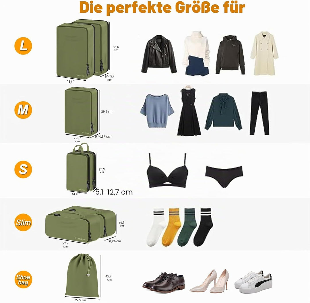Koffer Organizer Set 8-teilig, Packtaschen für Koffer, Packing Cubes Set für Reise,Packtaschen mit K