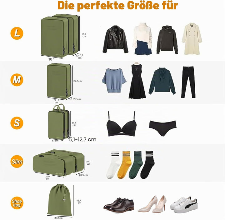 Koffer Organizer Set 8-teilig, Packtaschen für Koffer, Packing Cubes Set für Reise,Packtaschen mit K