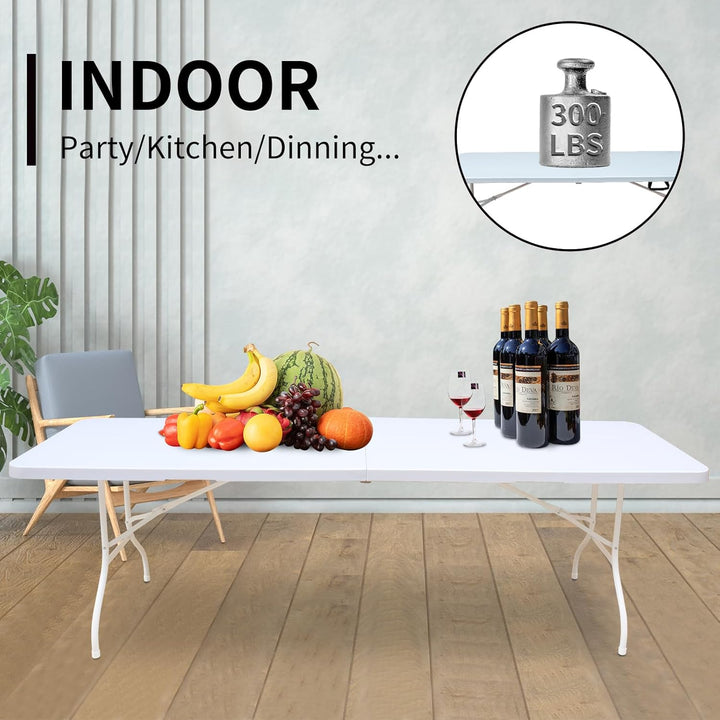 Klapptisch aus Kunststoff, tragbar, robust, weiss, für Camping, Party, Garten, Abendessen, Küche, Ar
