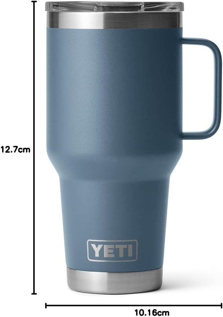 YETI Rambler Reise-Trinkbecher aus Edelstahl, vakuumisoliert, mit starkem Deckel, 850 ml, Nordic Blu
