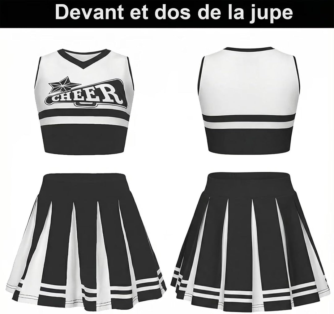 Kostüm Pompom Karneval Mädchen Kostüm Cheerleader Mädchen mit Haarspange Schleife Majorette Stick Po