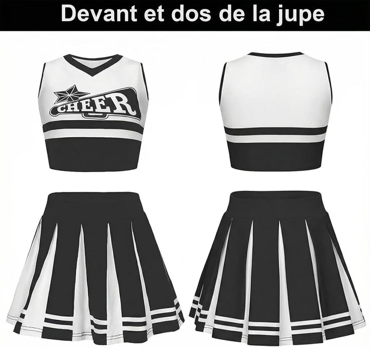Kostüm Pompom Karneval Mädchen Kostüm Cheerleader Mädchen mit Haarspange Schleife Majorette Stick Po