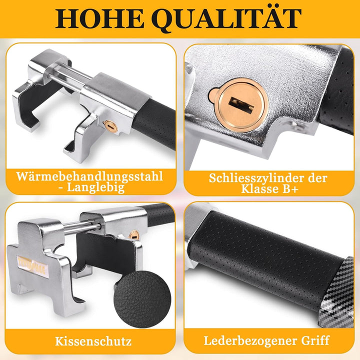 Tevlaphee Riegel Lenkradkralle mit Alarm, 120dB, Lenkradschloss, Lenkradsperre, Lenkradkralle für Au