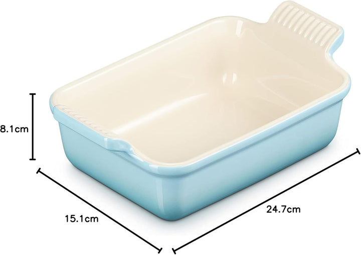Le Creuset Rechteckige Auflaufform Tradition aus Steinzeug, 19 cm, 1.1 Liter, Karibik, 7110219170000