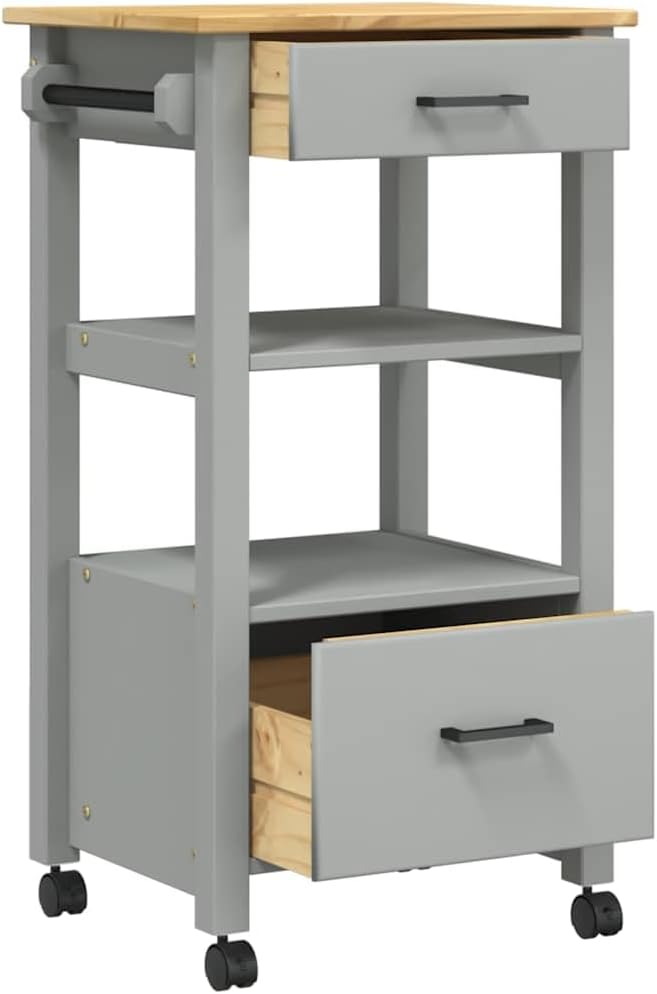 vidaXL Küchenwagen, Servierwagen mit viel Stauraum, Beistellwagen für Küche Wohnzimmer Badezimmer, T