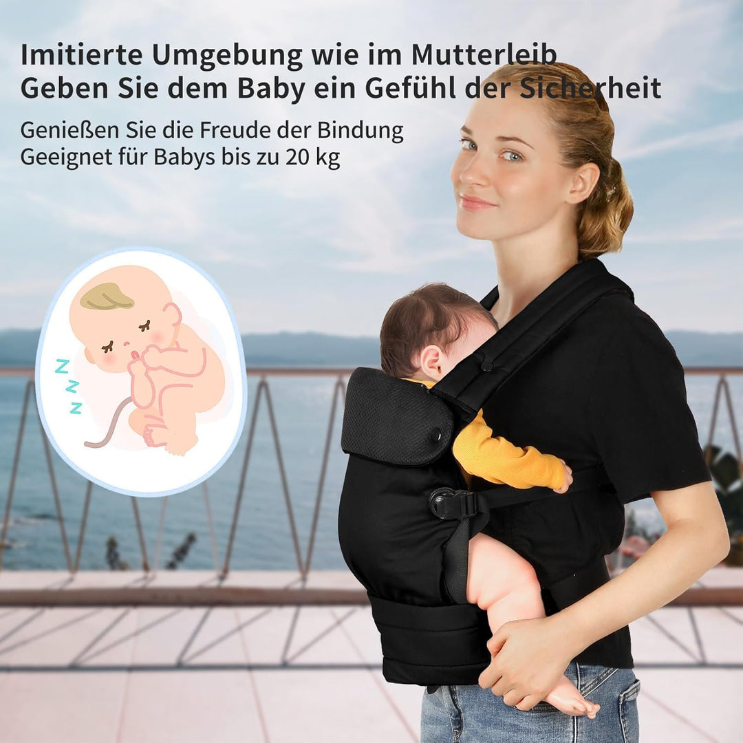 Babytrage für Neugeborene bis Kleinkinder, Ergonomische Bequeme und Leichte Tragetuch, Verstellbare