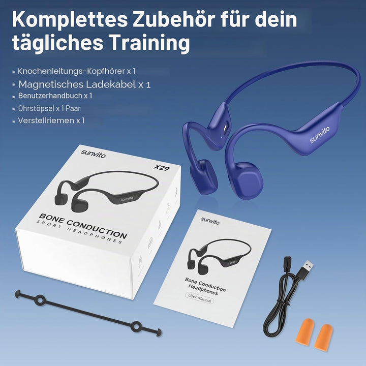 Knochenschall Kopfhörer Bluetooth 6.0, offene Bluetooth-Funkkopfhörer für Sport, wasserdichte, leich