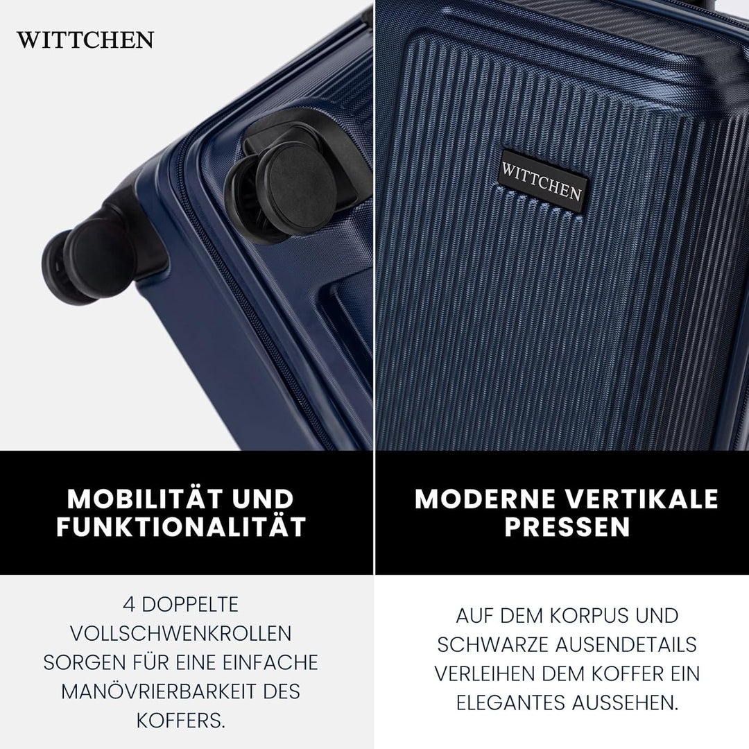 WITTCHEN Stripes Line Kofferset 3-teilig | ABS-Hartschalenkoffer, 4 Rollen 360° | Koffer Set Handgep