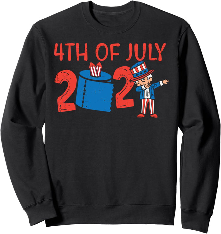 4th Of July 2021 Toilet Paper Dab Uncle Sam Face Mask Funny Sweatshirt