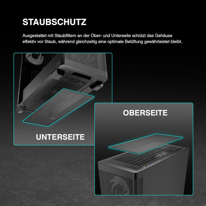 GAMDIAS TALOS M3 MESH ATX Gaming Midi-Tower PC-Gehäuse, Enthält 3 x 120mm ARGB PWM-Lüfter mit Lüfter