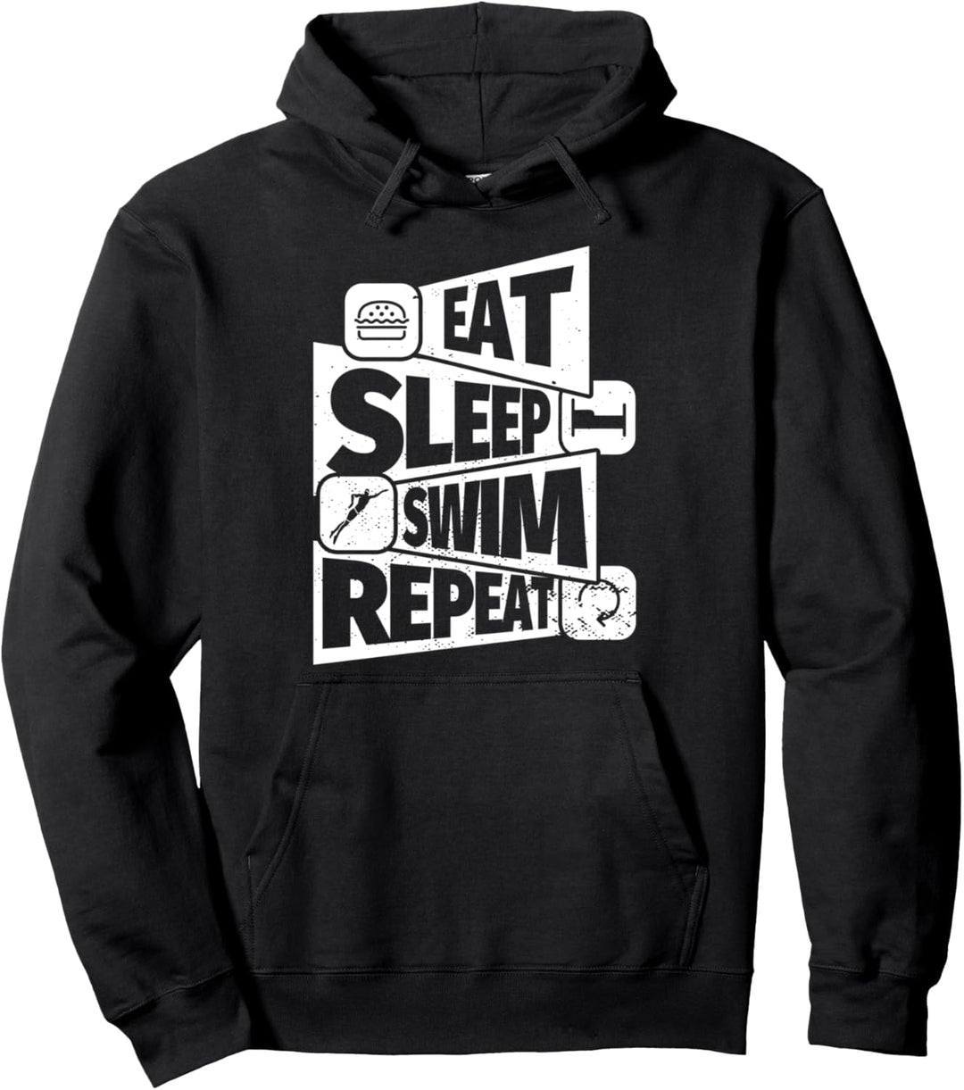 ESSEN SIE SCHLAF Schwimmen WIEDERHOLEN Lustiges Schwimm Pullover Hoodie