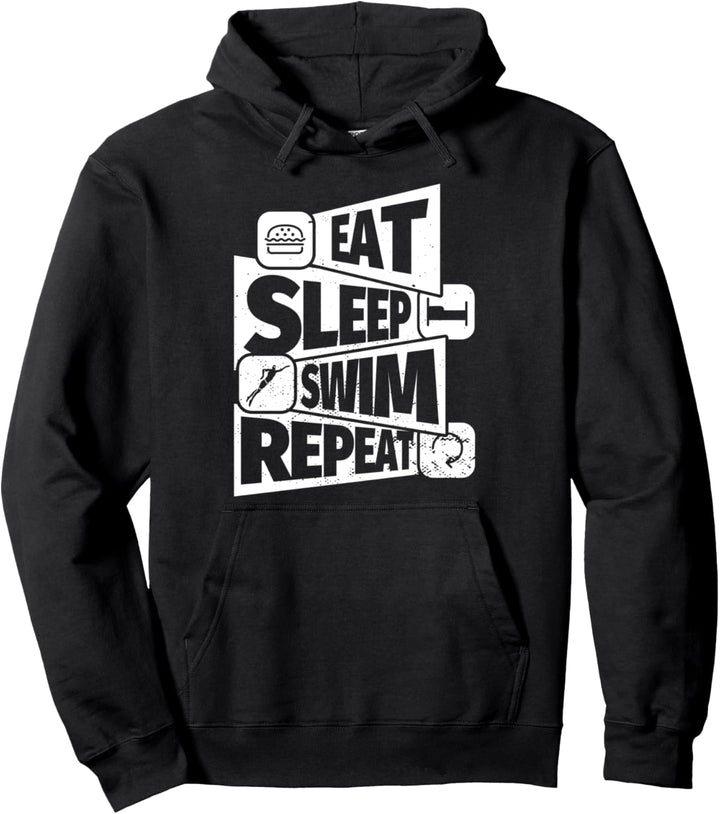 ESSEN SIE SCHLAF Schwimmen WIEDERHOLEN Lustiges Schwimm Pullover Hoodie