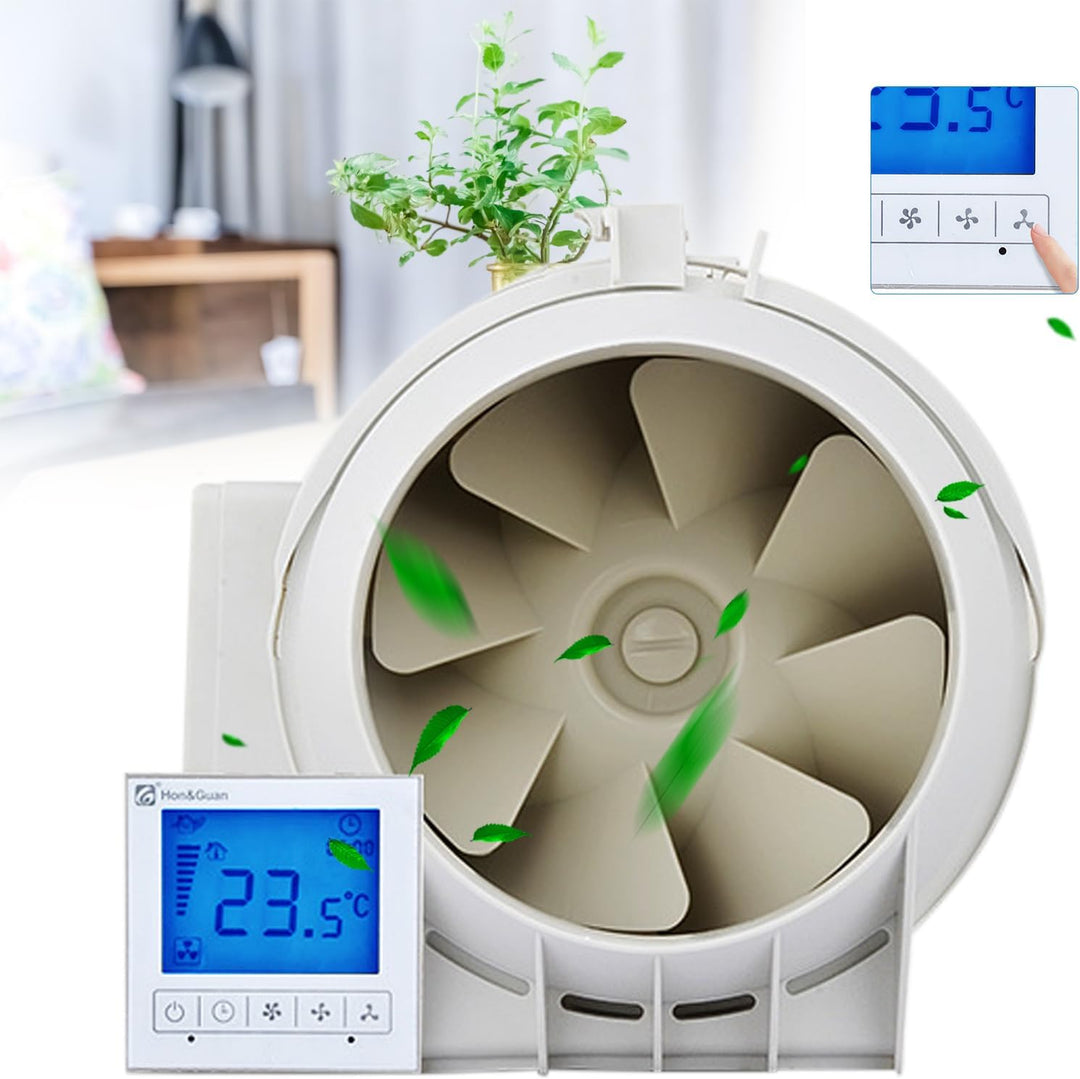 Rohrventilator, Leise 3-Stufen-Abluftventilator 530m³/h, Küche Bad Büro
