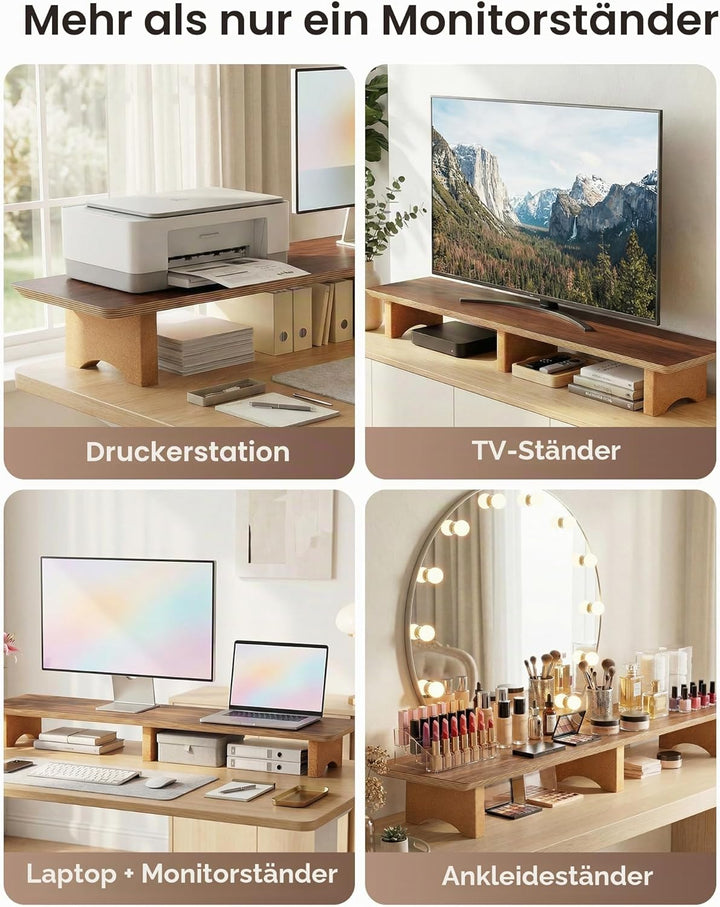 Aothia Grosser Monitor-Ständer für Computerbildschirme,Holz-Riser mit nachhaltigen Korkblockbeinen f