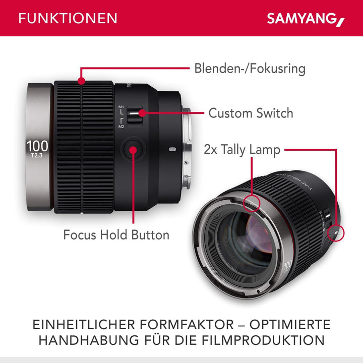 Samyang V-af T 2.3/100 Fe Sony E Camera Lens One Size Objektiv 100mm T2,3 FE, Objektiv 100mm T2,3 FE