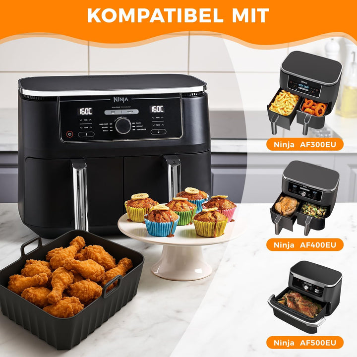 17PCS Zubehör Heissluftfritteuse für Ninja Foodi AF400EU AF300EU AF500EU, 7.6L-9.5L und meisten Dual