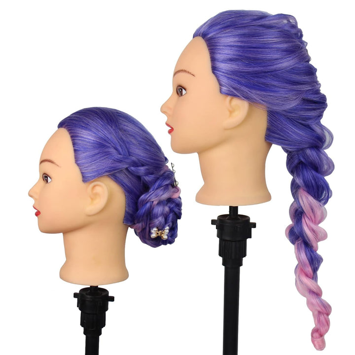 Frisierkopf, Auzass Frisurenkopf 26-28 Inch 100% Kunsthaar Weich Übungskopf Ombre Friseurkopf Traini