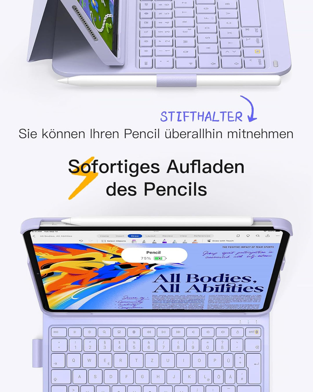 Inateck iPad 10 Generation Hülle mit Tastatur, für iPad 11 Gen. A16 2025 11 Zoll, Air 11 Zoll M3/M2
