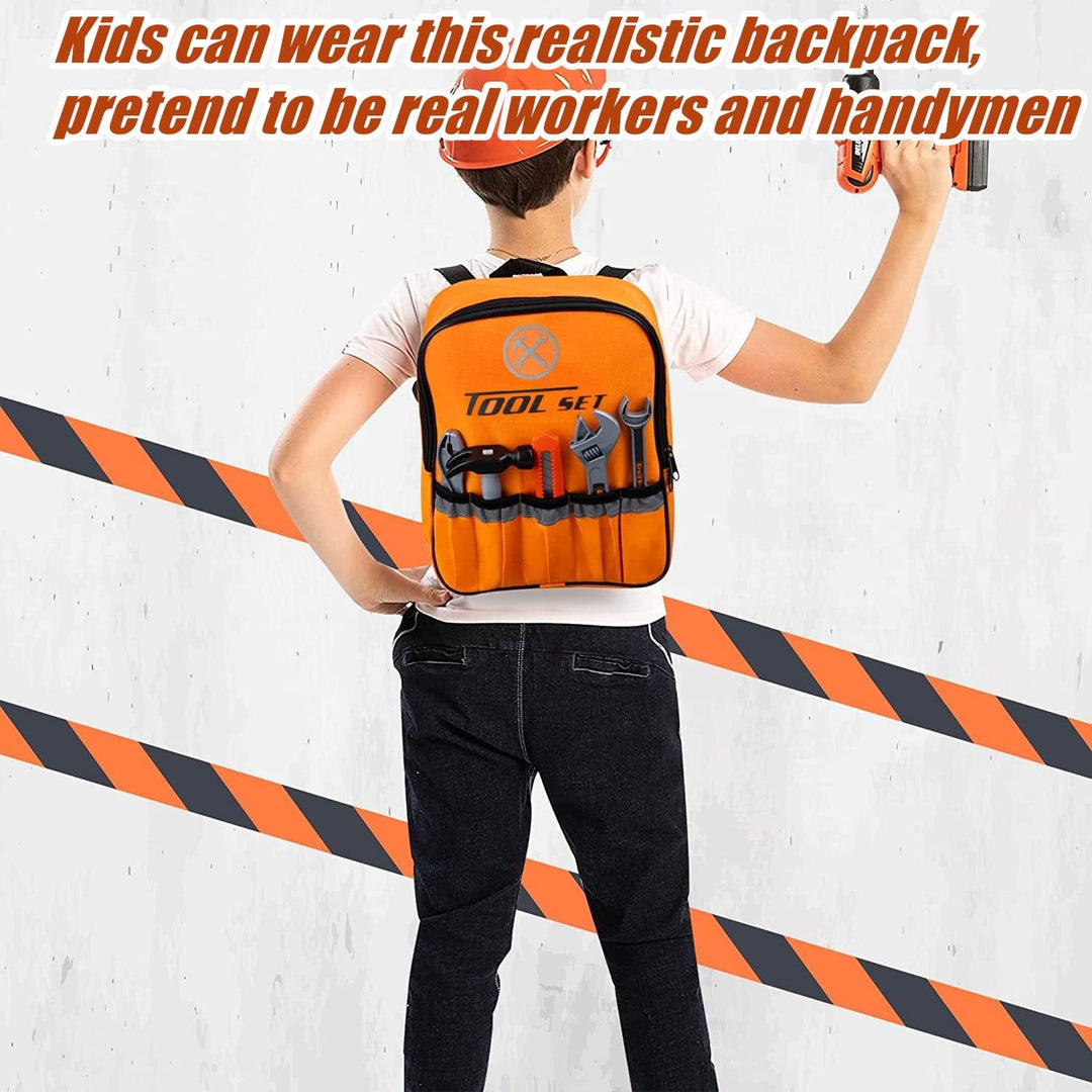 LATERN 32 Stück Kinderbauwerkzeug Spielzeug Kit, Gebäude Spielen Werkzeug Inbegriffen Rucksack Bohrm