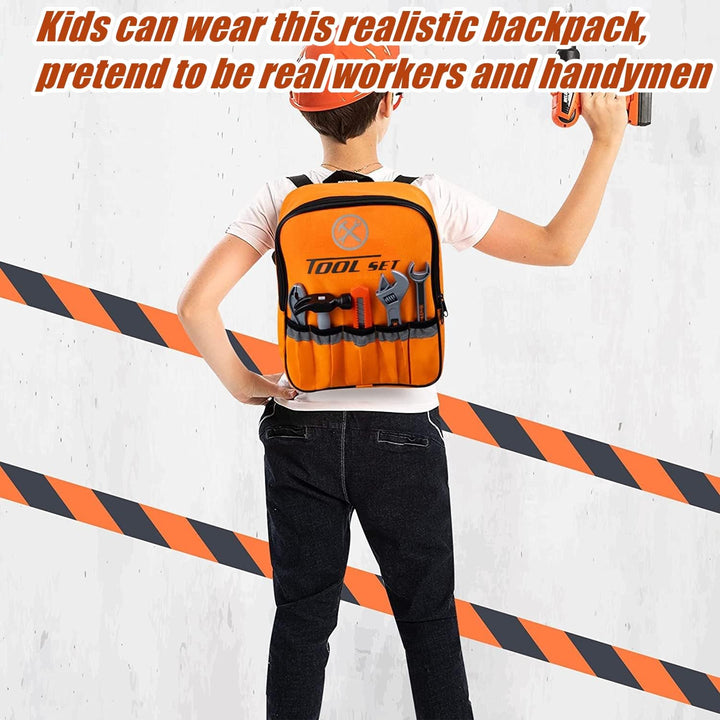 LATERN 32 Stück Kinderbauwerkzeug Spielzeug Kit, Gebäude Spielen Werkzeug Inbegriffen Rucksack Bohrm